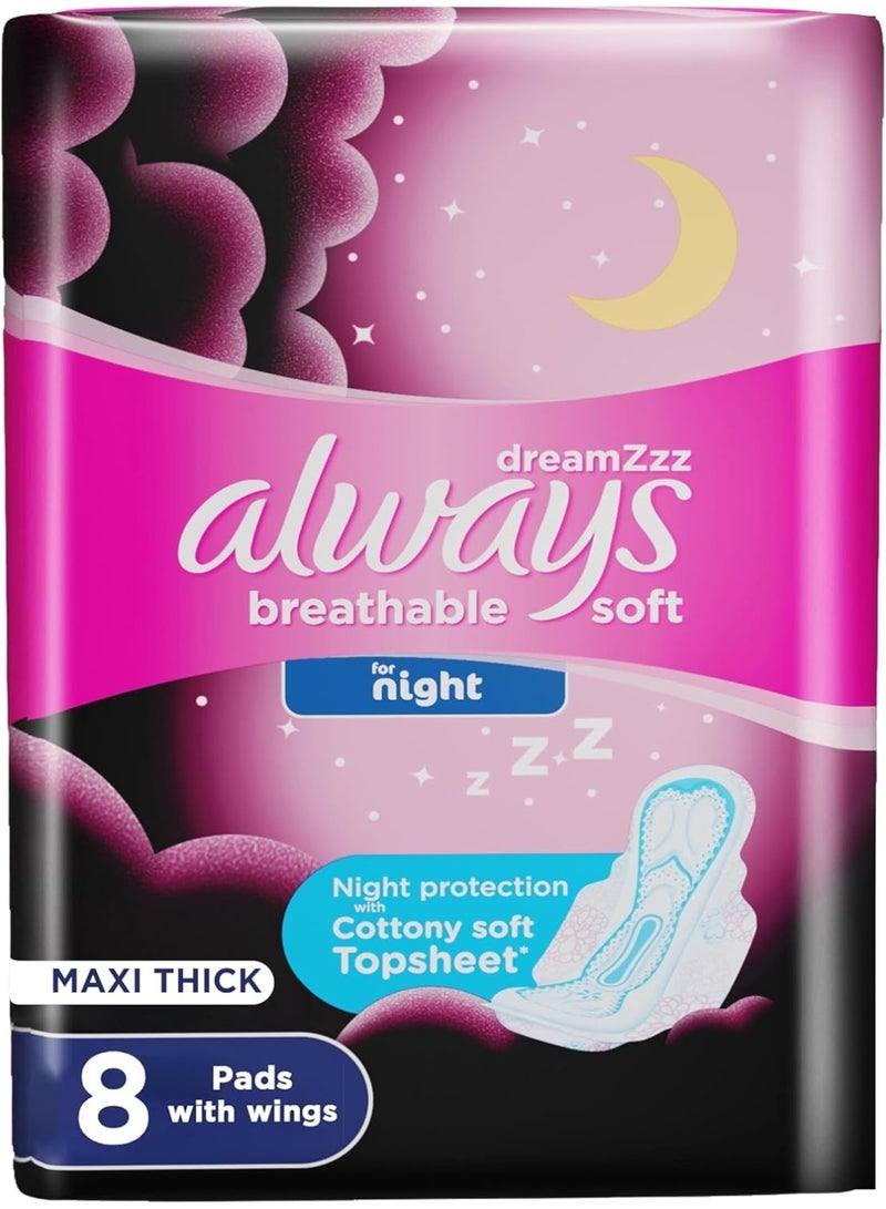 Always Cotton Soft Maxi Thick, Night sanitary pads with wings, 8 pads - Image 1